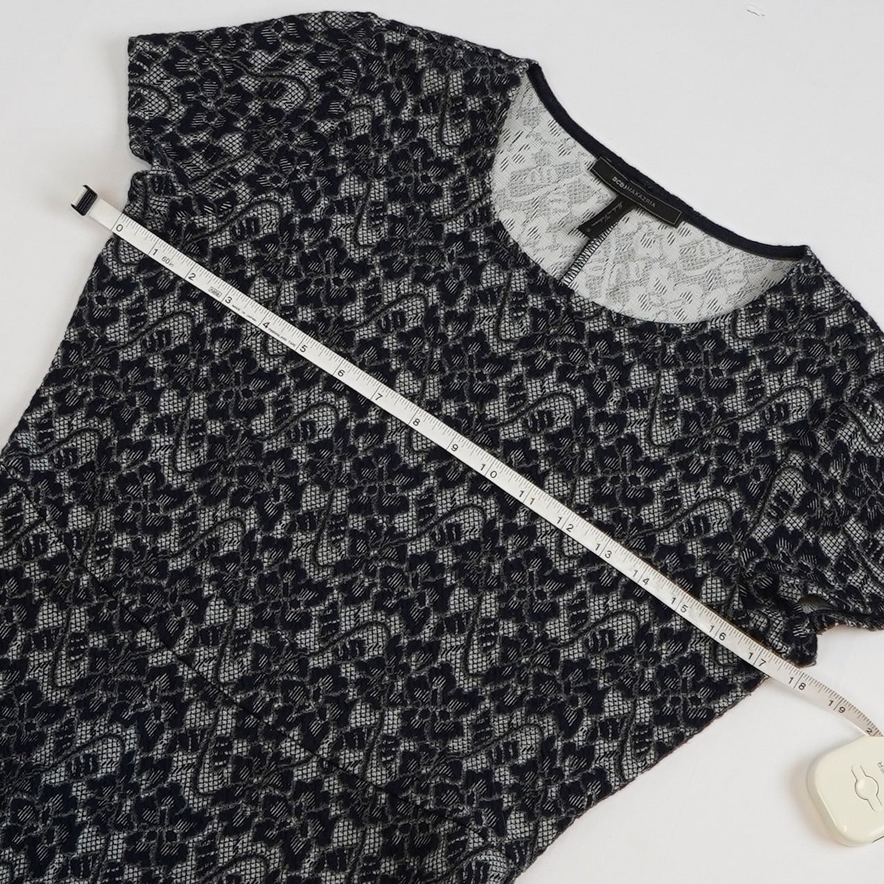 BCBGMaxAzria Navy Floral Short Sleeve Skater Dress - S