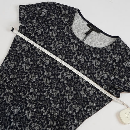 BCBGMaxAzria Navy Floral Short Sleeve Skater Dress - S