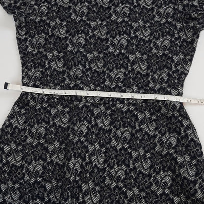 BCBGMaxAzria Navy Floral Short Sleeve Skater Dress - S