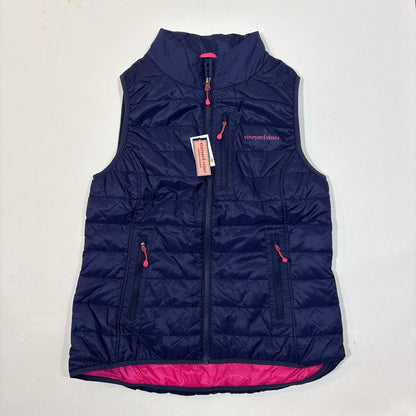 Vineyard Vines Mountain Weekend Quilted Puffer Vest Navy Pink - S