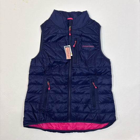 Vineyard Vines Mountain Weekend Quilted Puffer Vest Navy Pink - S