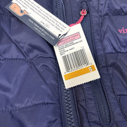 Vineyard Vines Mountain Weekend Quilted Puffer Vest Navy Pink - S