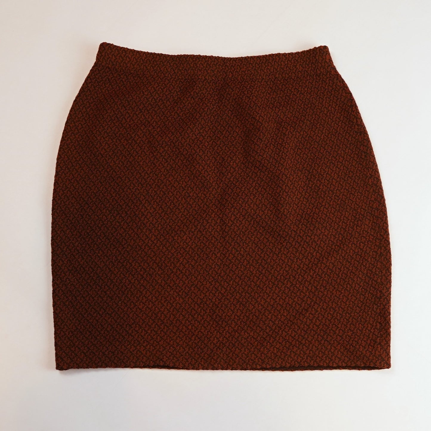 St. John Collection Rust & Dark Brown Textured Santana Knit Skirt - 4