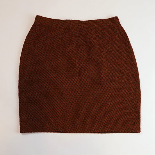 St. John Collection Rust & Dark Brown Textured Santana Knit Skirt - 4