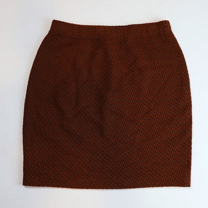 St. John Collection Rust & Dark Brown Textured Santana Knit Skirt - 4