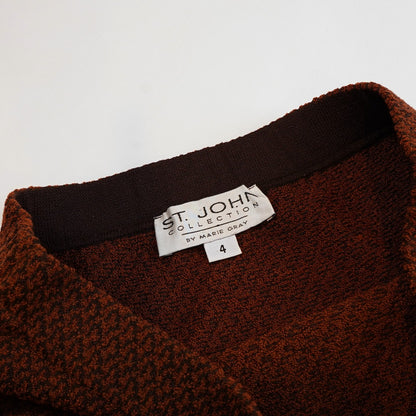St. John Collection Rust & Dark Brown Textured Santana Knit Skirt - 4