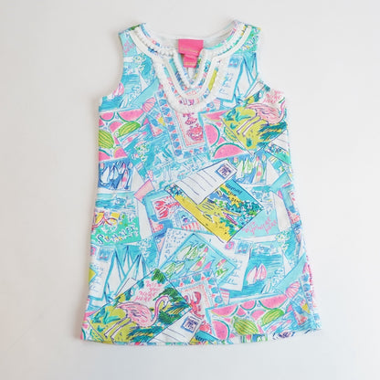 Lilly Pulitzer Mini Harper Postcard Print Shift Dress - Toddler Girl XS 2-3