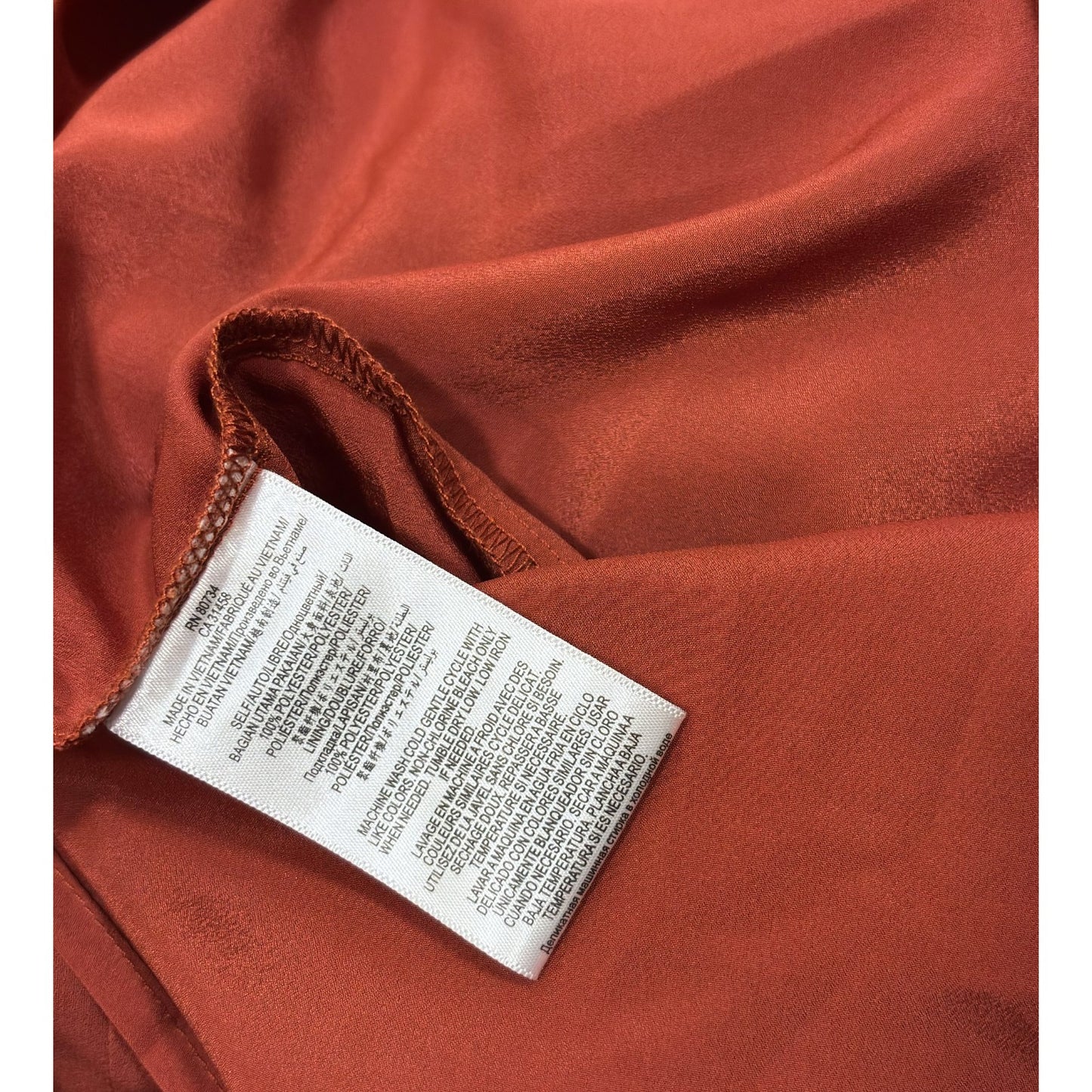 BCBGeneration Ruffle Mini Shift Dress V Neck Rust Orange - S