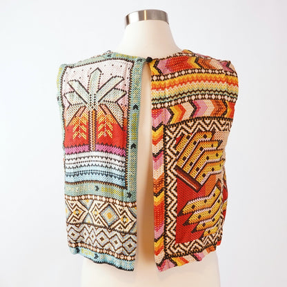 Farm Rio Banana Scarves Linen Crop Top - M