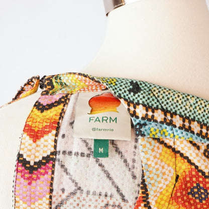 Farm Rio Banana Scarves Linen Crop Top - M