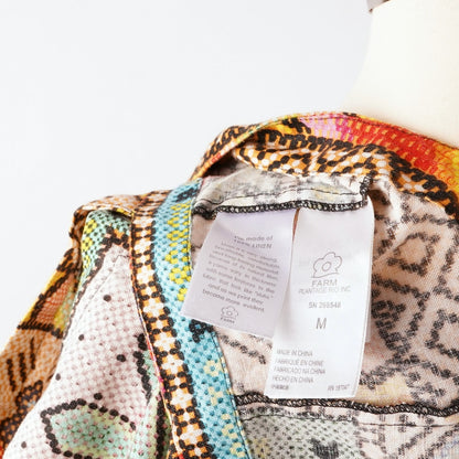 Farm Rio Banana Scarves Linen Crop Top - M