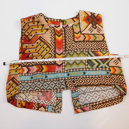 Farm Rio Banana Scarves Linen Crop Top - M