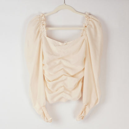ASTR the Label Puff Sleeve Square Neck Ruffled & Ruched Blouse - S