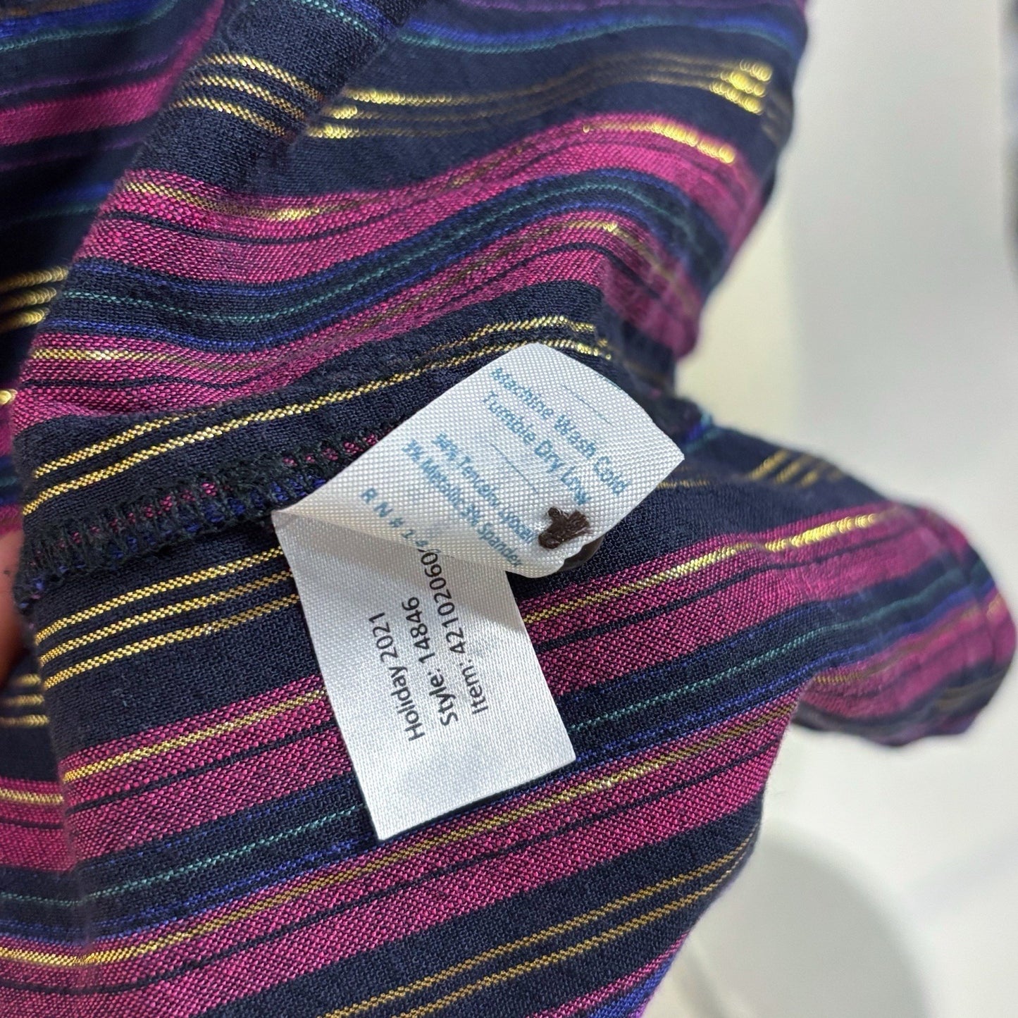 Marine Layer Alice Tiered Midi Maxi Dress Lurex Purple Luxe Stripe - M