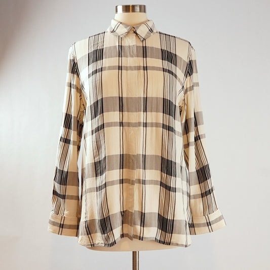 Theory Women's "Menswear Shirt" in Plaid Viscose/Silk - M