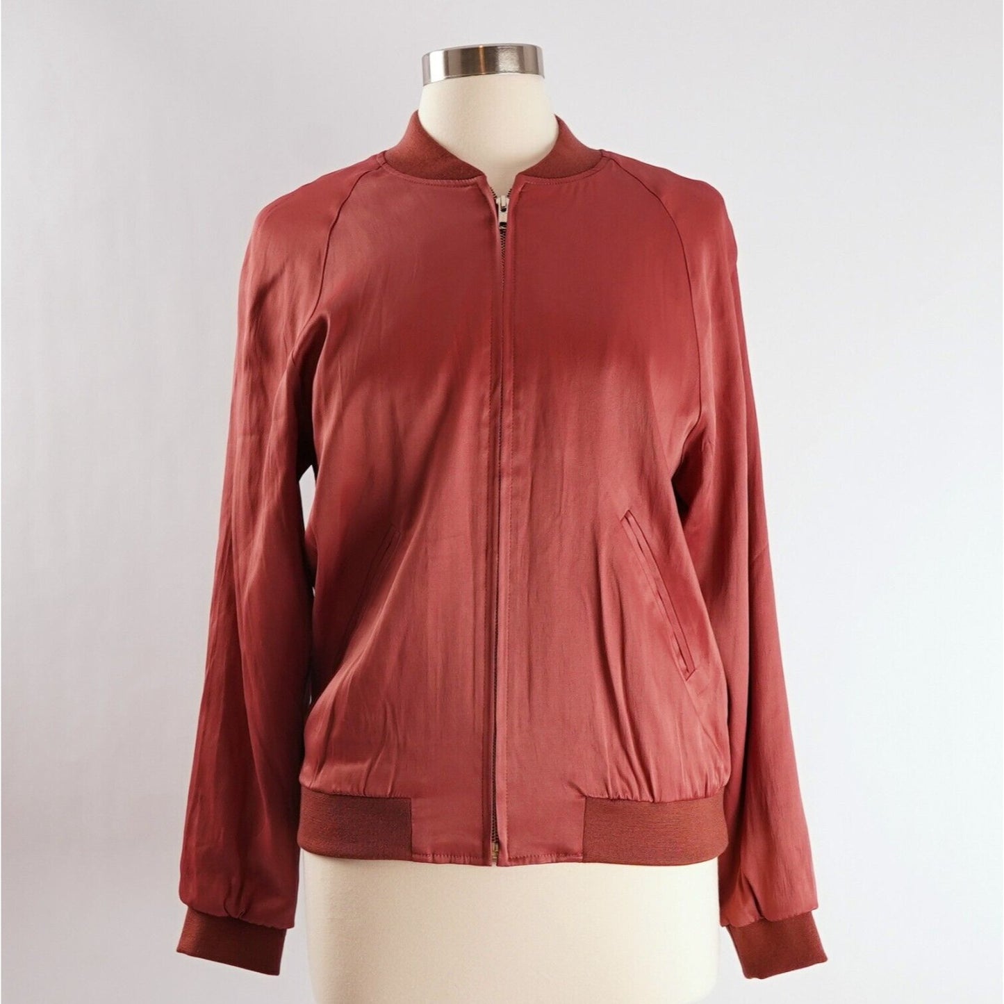 8 By YOOX Rose Satin Bomber Jacket - M