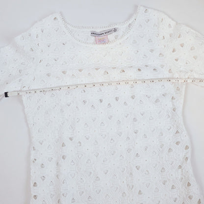 Gretchen Scott Pizelle Dress 3/4 Sleeve Eyelet Lace White - L